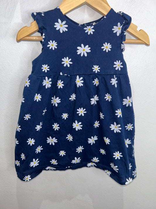 Daisies navy dress 12-18m