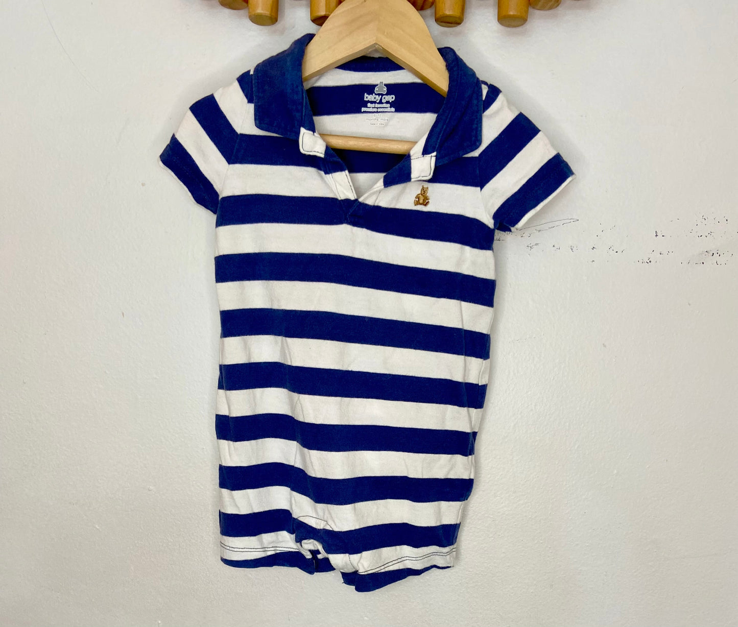 Blue thick stripes romper 6-12m