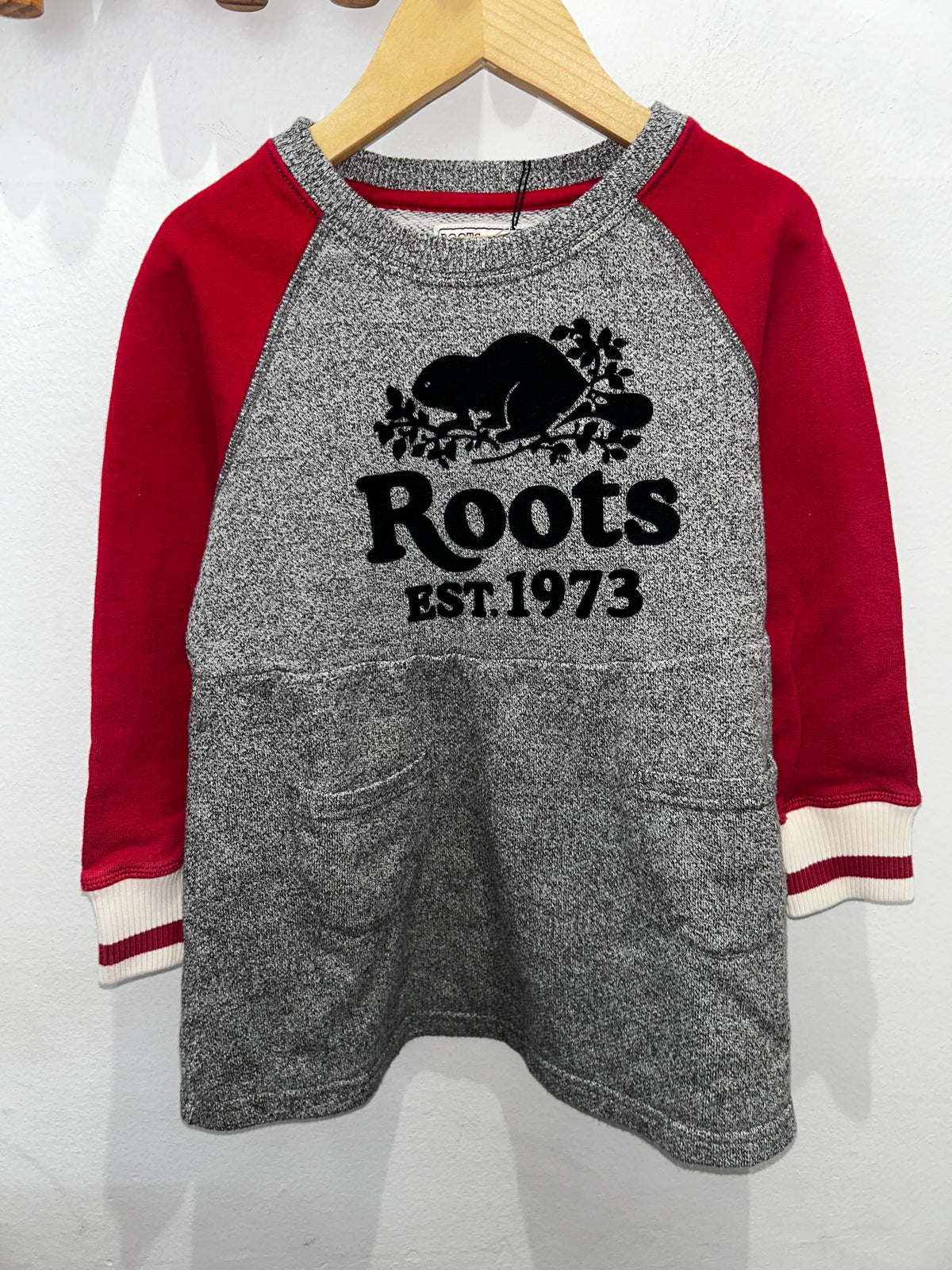 Roots cabin dress red sleeve 3y