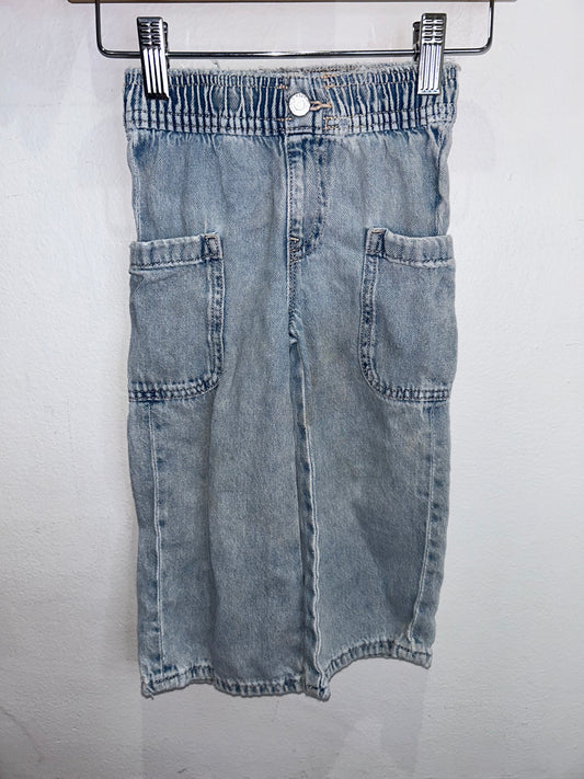 Wide leg pullon lightwaash jeans 2y