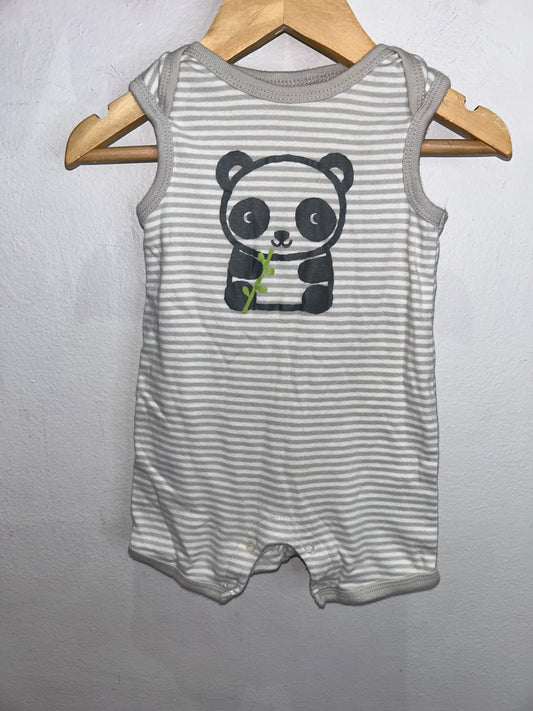 Panda shorty romper 6-9m