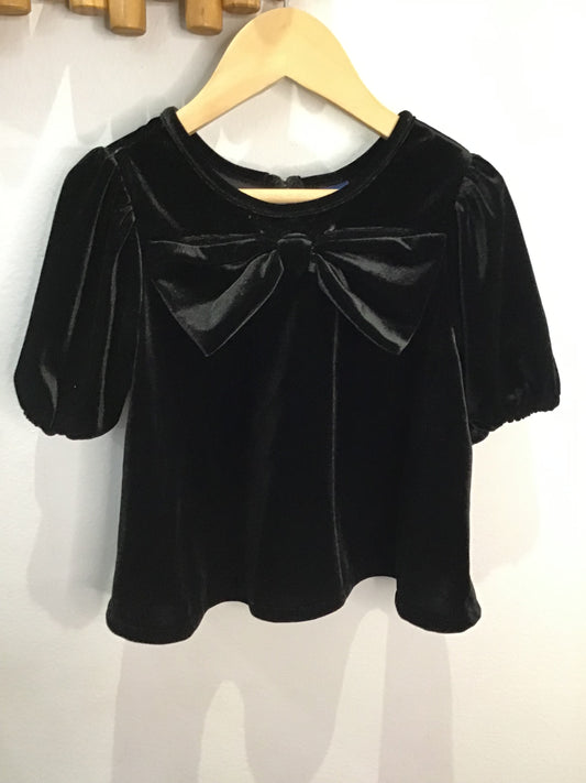 Black velvet bow blouse 3y