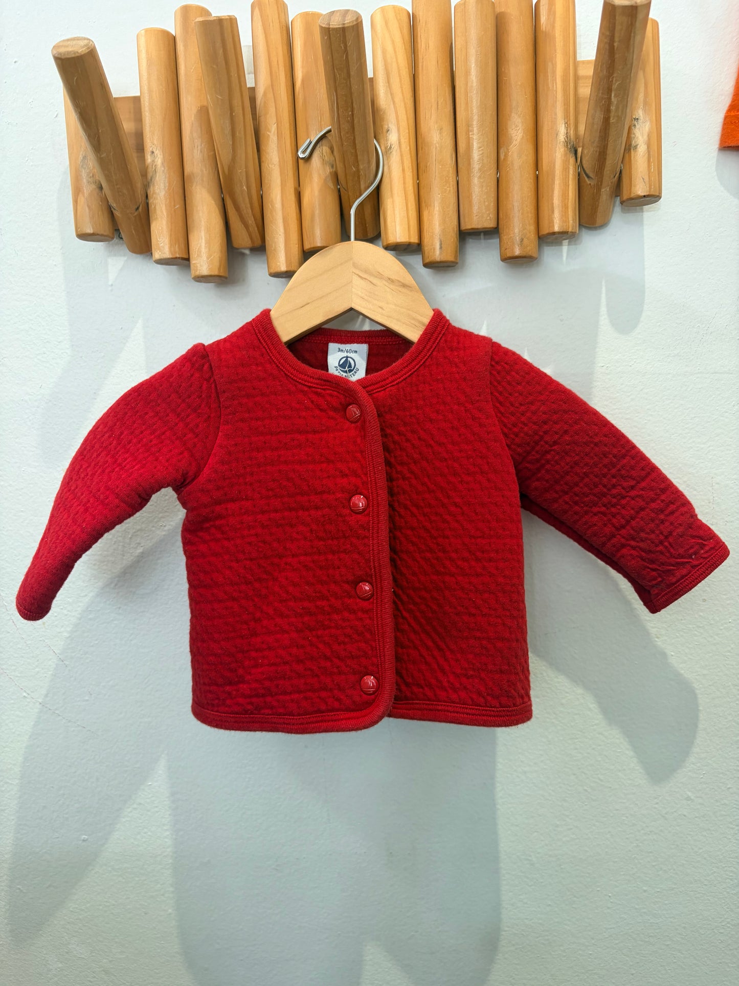 Petit Bateau red quilted sweater 3m