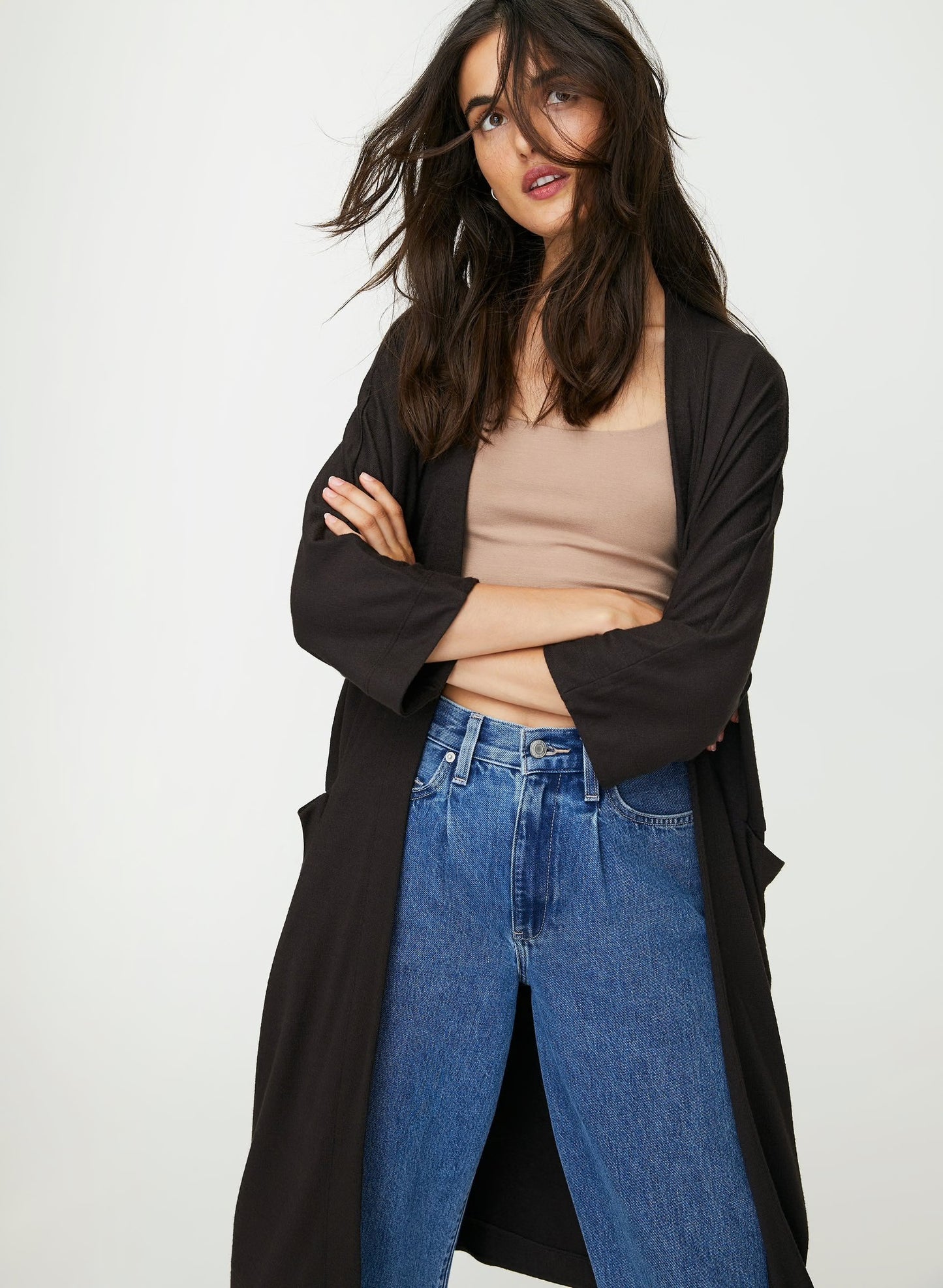 Long black cardigan L