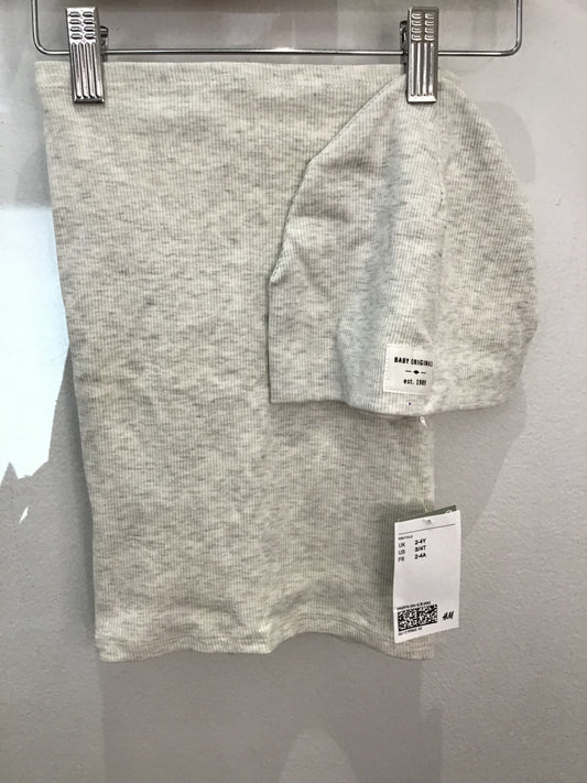 Cotton hat and necktube set 2-4y NEW