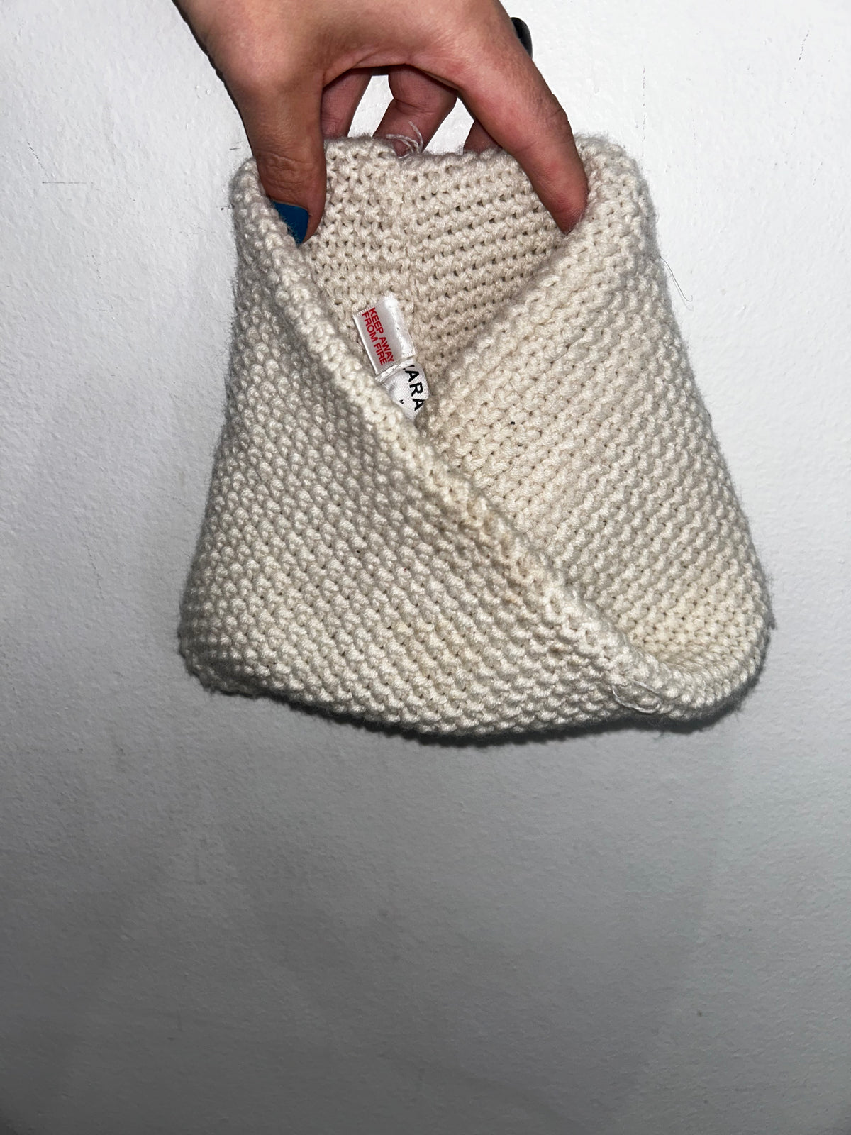 Cream knit cowl scarf