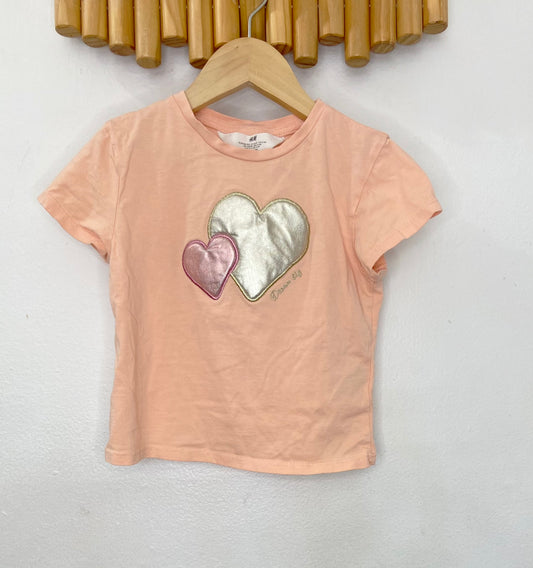 Metallic hearts tee 2-4y