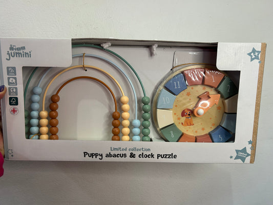 Puppy Abacus and clock puzzle set - NEW