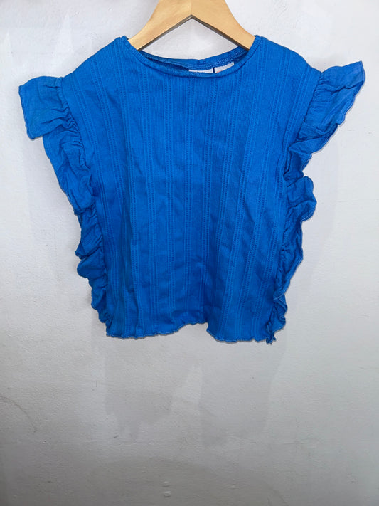 Bright blue textured tee 4-5y