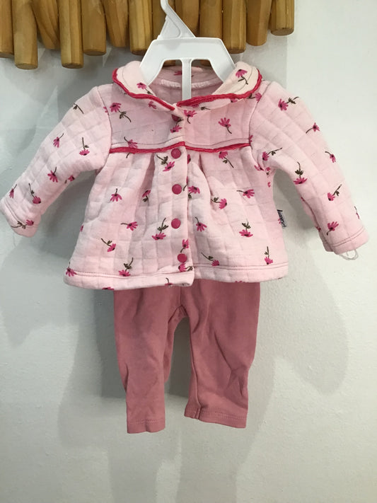 Set pink flower sweater 0-3m
