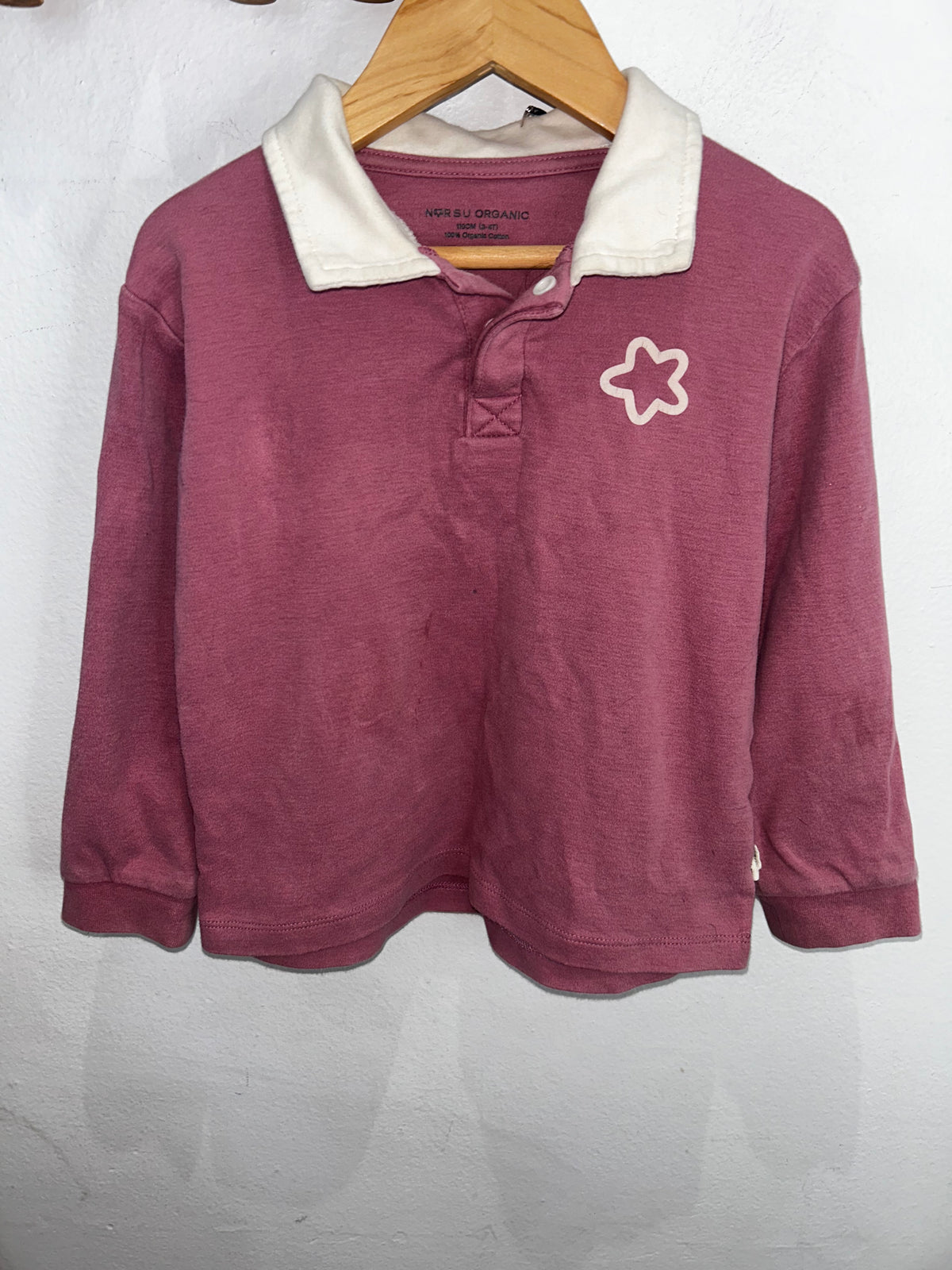Norsu Organic pink rugby shirt 3-4y
