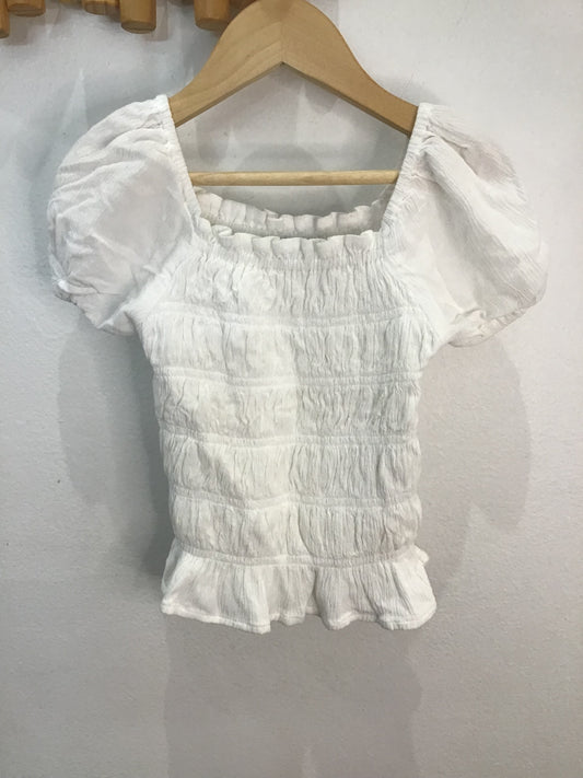 Blouse white smocked 4y