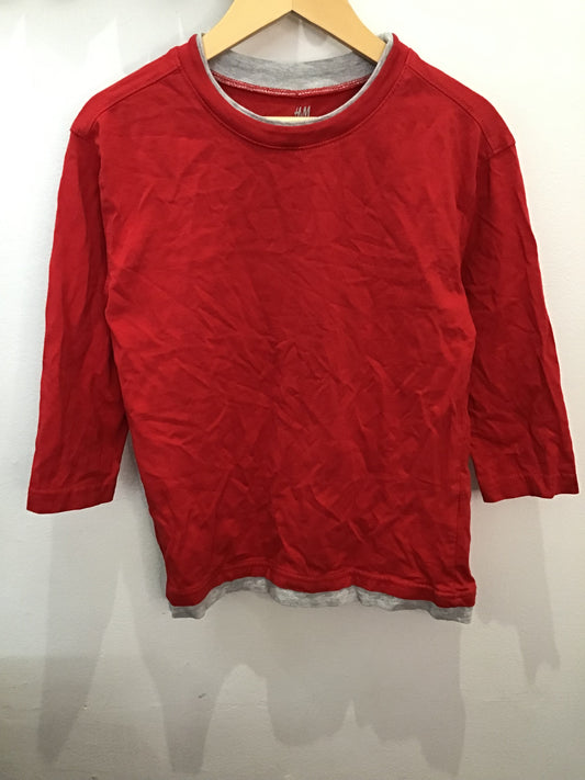 Tee red longsleeve neck detail 6-7y