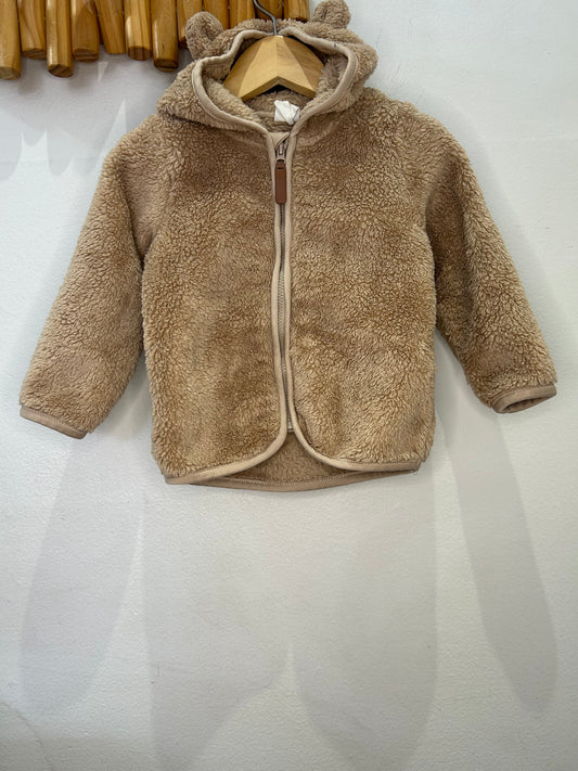 Furry teddy zip-up 9-12m