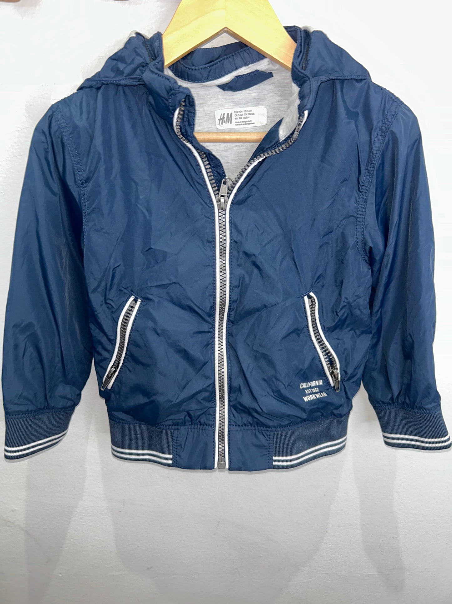 Dark blue cotton lined rainjacket 3-4y