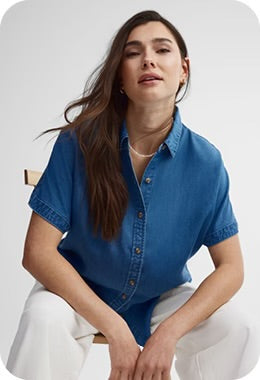 Chambray short sleeve shirt XXL