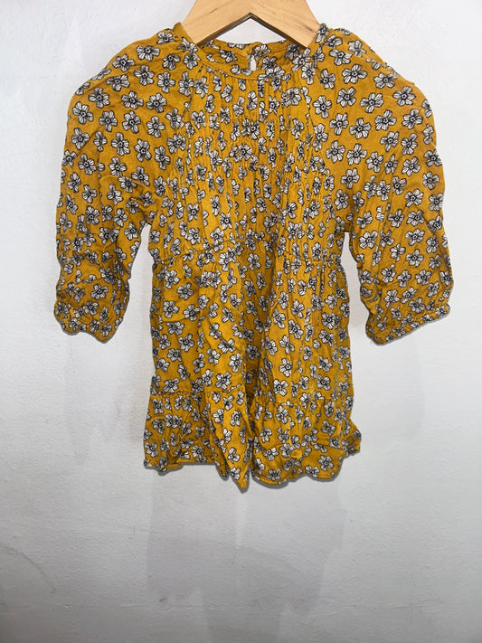 Yellow flowers mini dress 12-18m