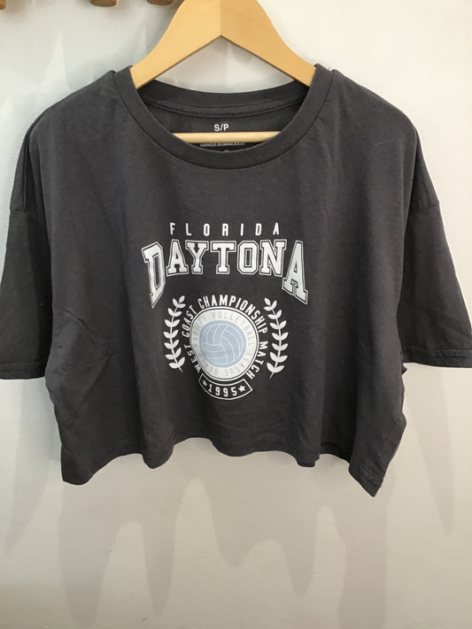 Tee crop grey volleyball- adult S