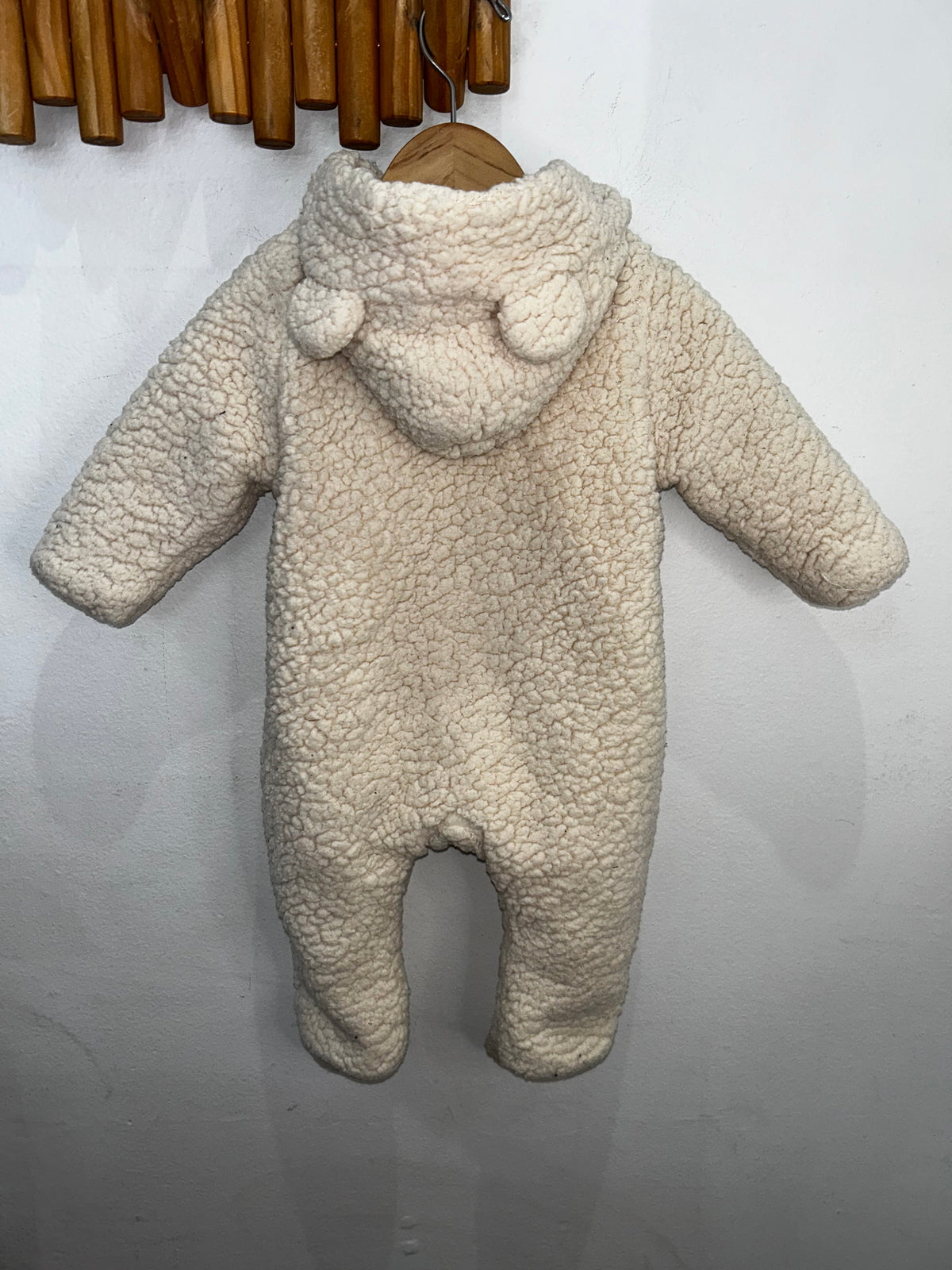 Cream teddy bunting suit 3-6m