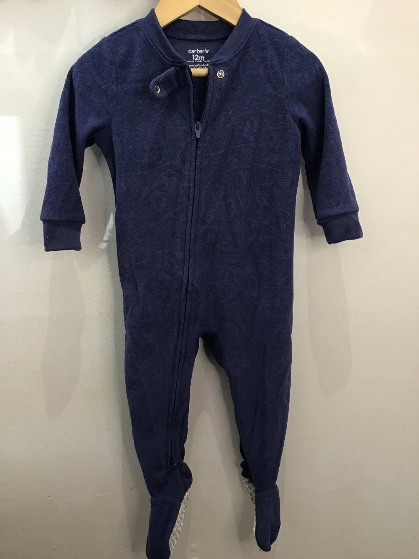 Violet fleece embossed sleeper 12m