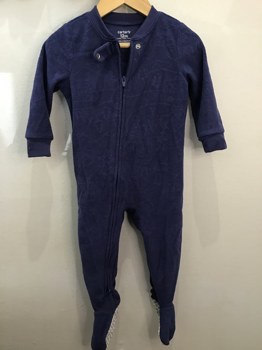 Violet fleece embossed sleeper 12m