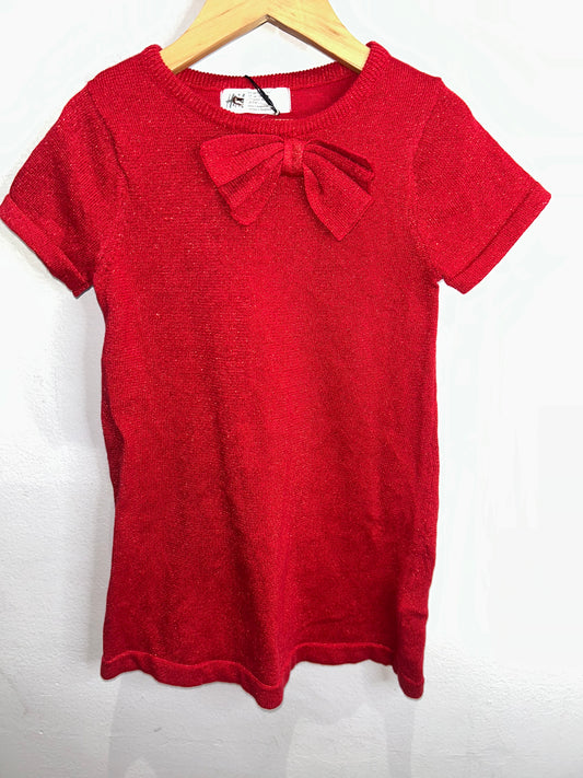 Red sparkly bow dress 2-4y