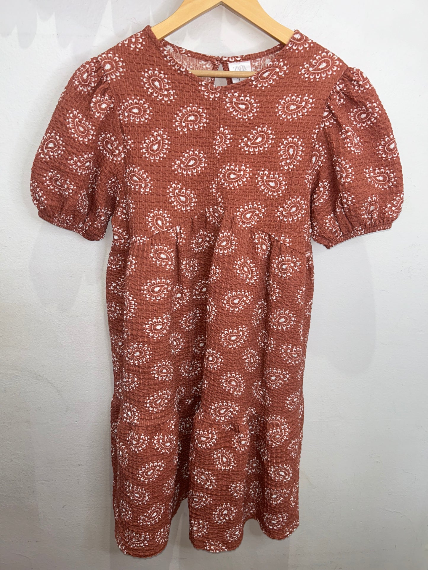 Brown paisley dress 11-12y
