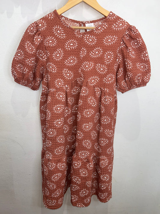Brown paisley dress 11-12y