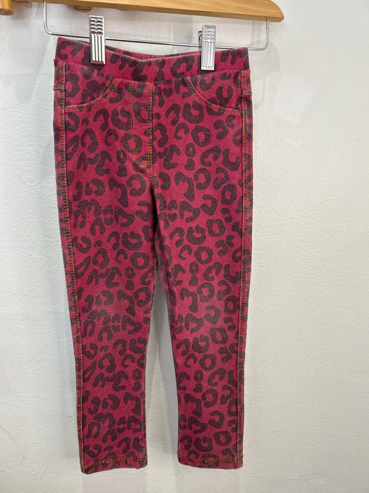 Red animal print jeggings 6y