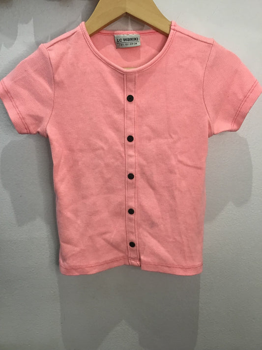 Tee neon crop faux button 7-8y*