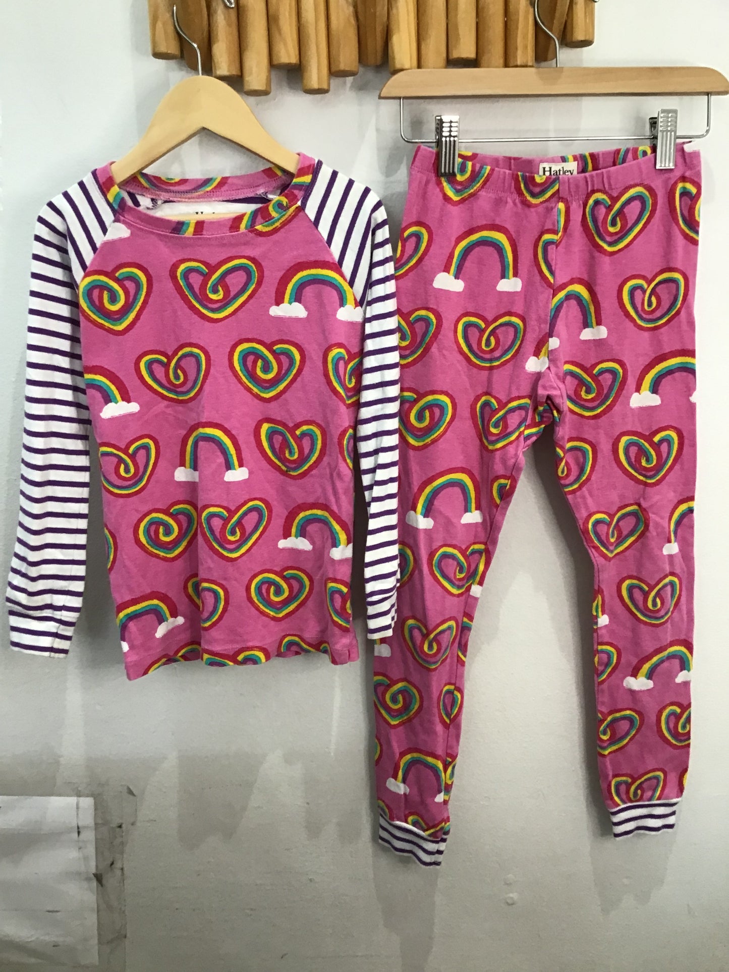 Hatley pink rainbow pyjamas 7y