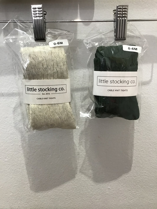Green cable knit tights 0-6m NEW