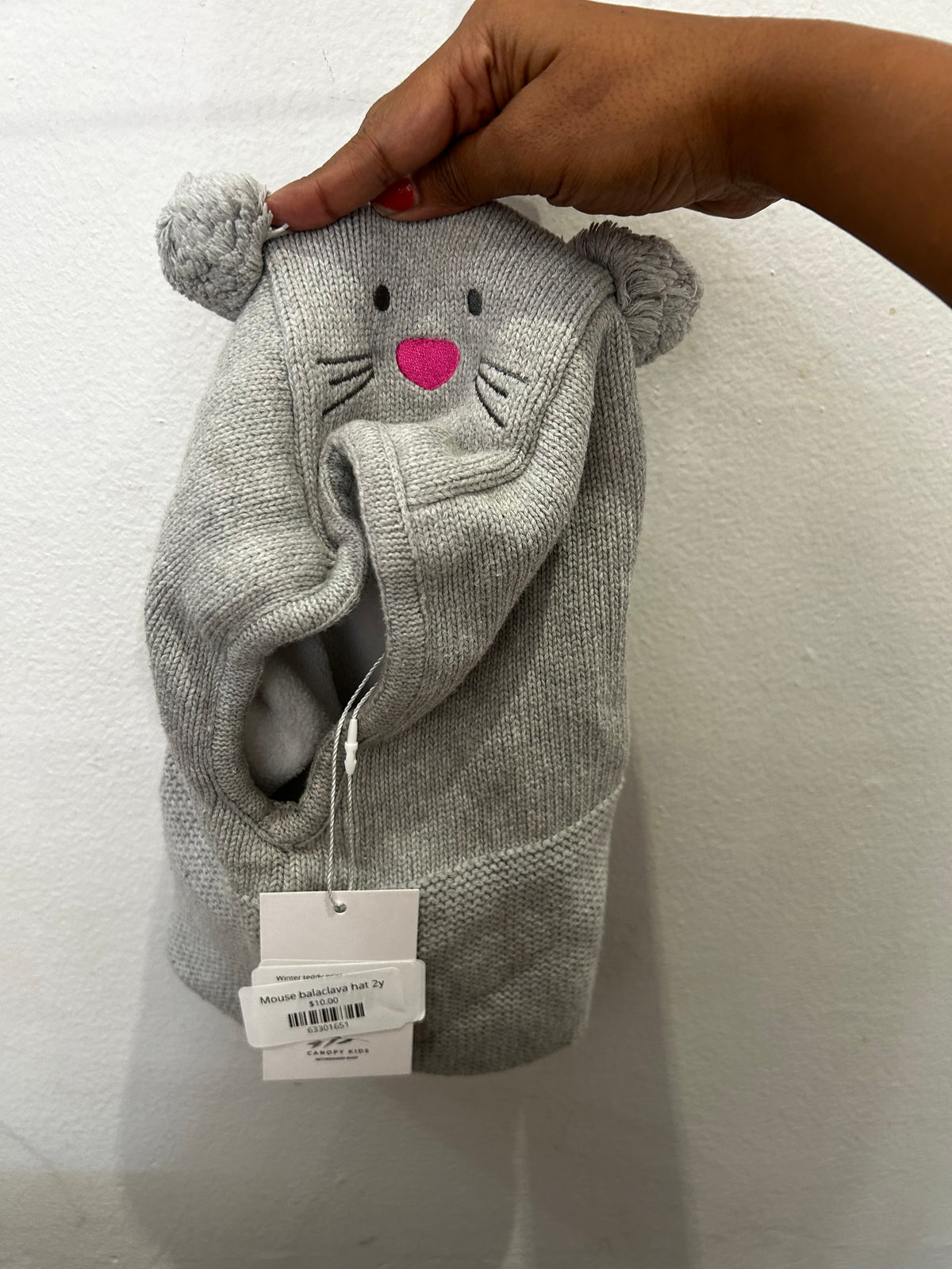 Mouse balaclava hat 2y