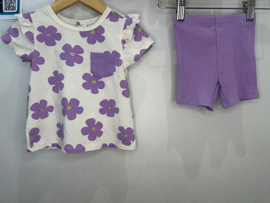 Purple flowers shorts set 12m