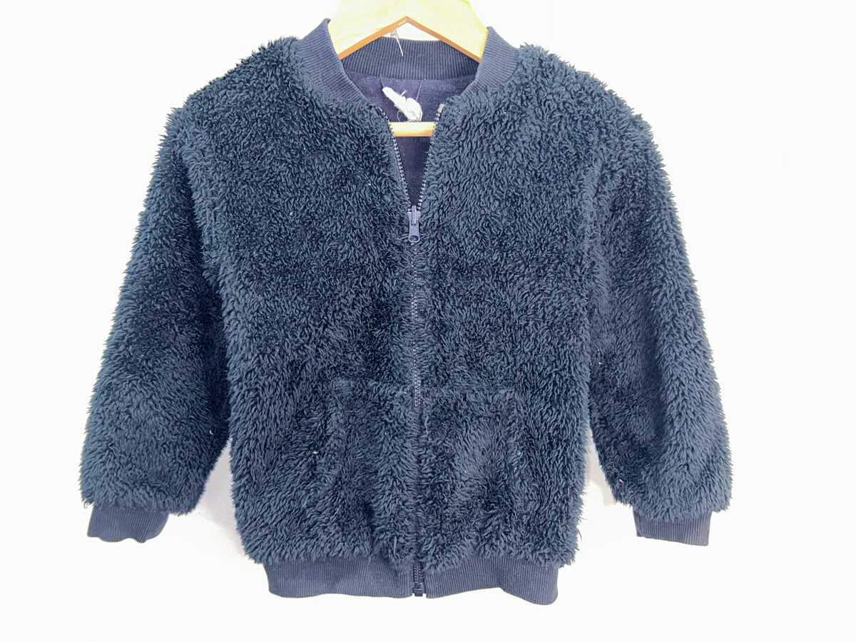 Miles the Label black furry zipup 3y