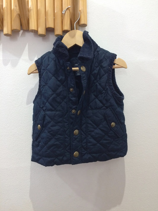 Navy quilted gold buttons vest 12-18m