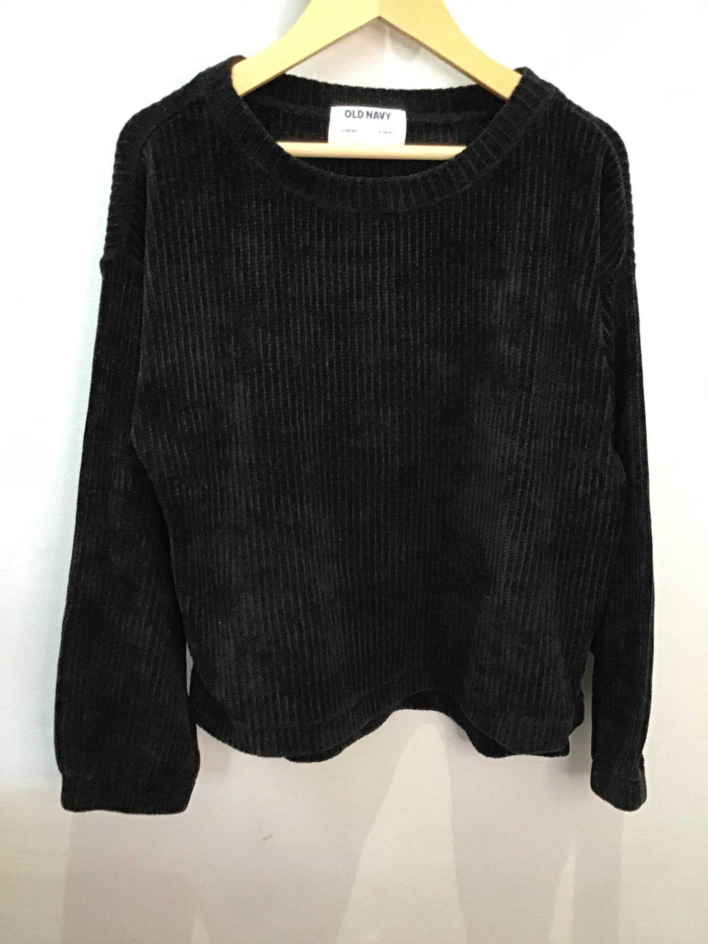 Sweater black velour ribbed 10-12y