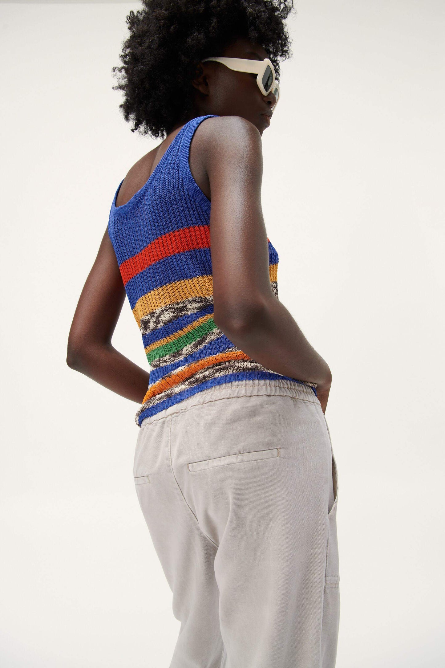 Blue sheer knit tanktop M