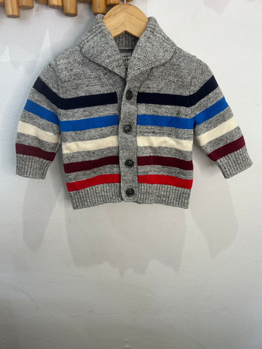 Grey striped collar sweater 6-12m