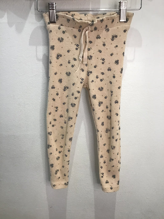 Beige ribbed flowers pants 3y