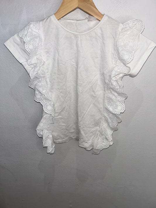 White eyelet frills tee 3-4y