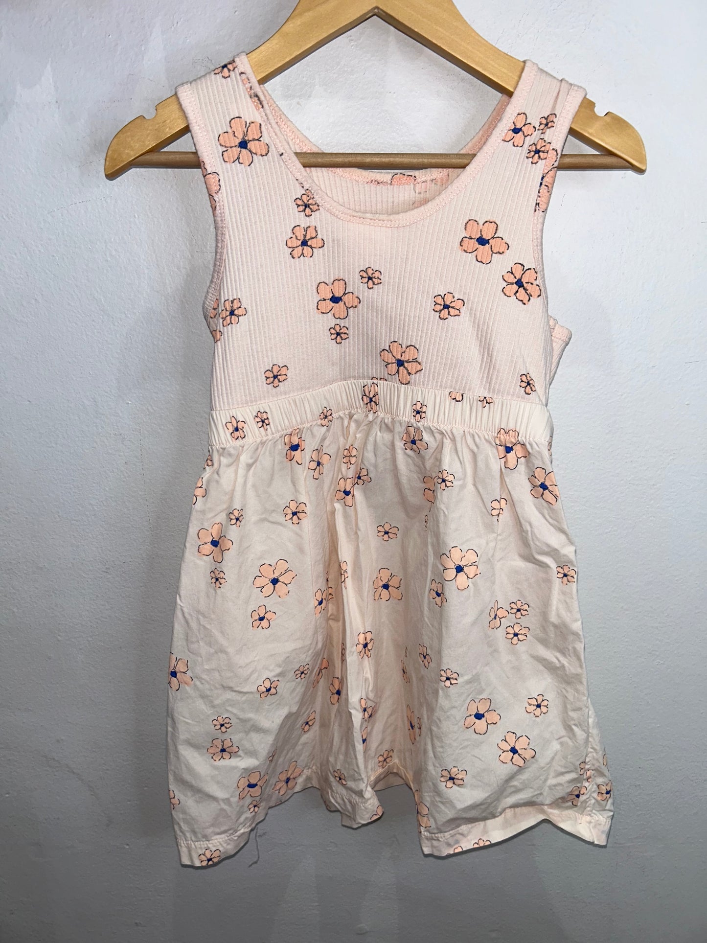Peach drawn flowers dress 6y