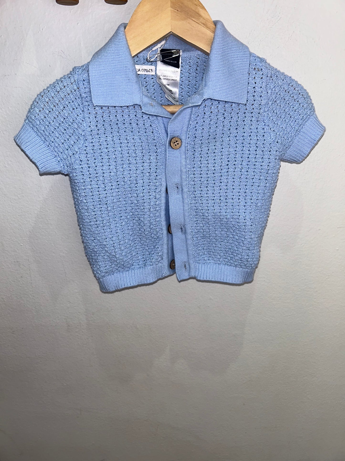 Light blue knit shorts set 6-9m
