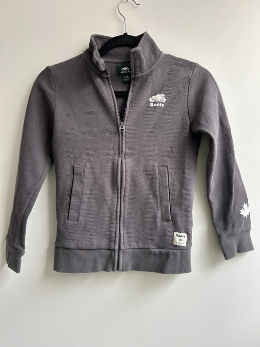 Roots grey zip-up 7-8y