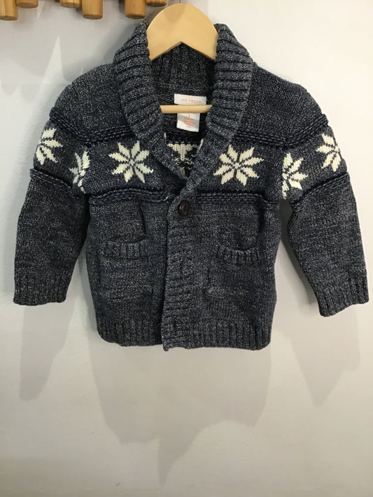 Sweater navy winter print 12-18m