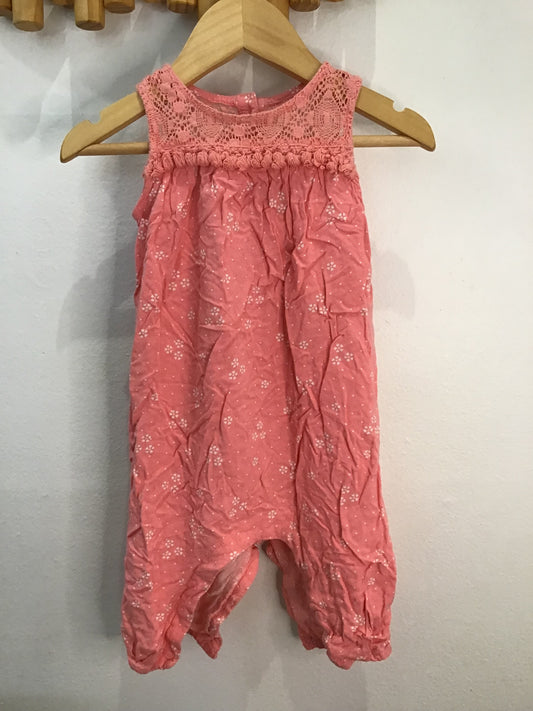 Romper breey peach 6-12m