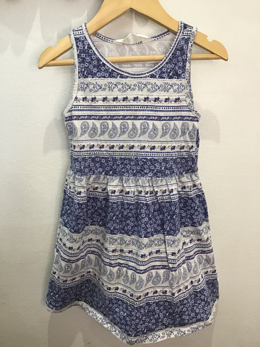 Blue paisley dress 2-4y