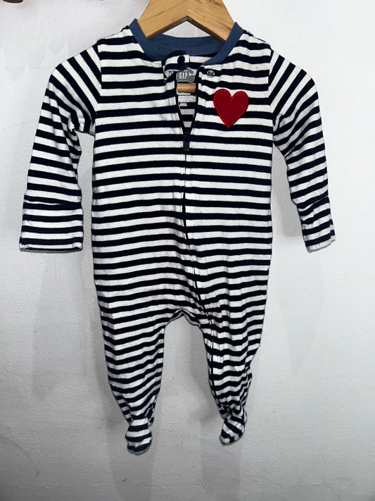 Hearts stripe sleeper 3-6m