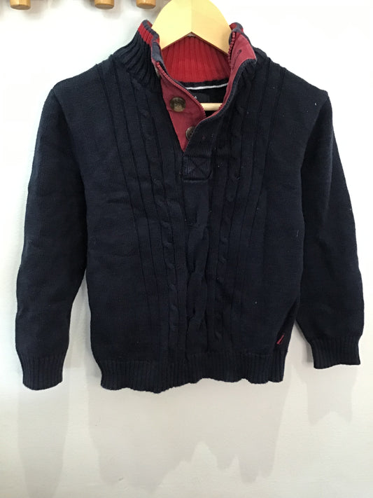 Collared navy cable knit sweater 7y
