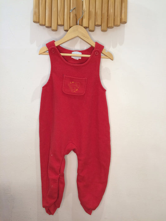 Vintage red fleece romper 24m